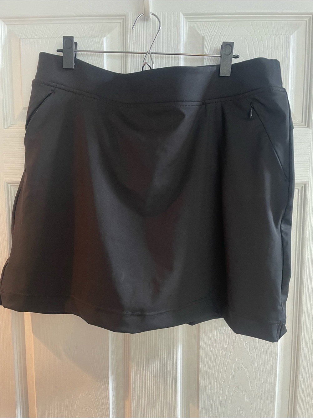 Everyday Black Athletic Skirt with built-in shorts and Zip Pocket